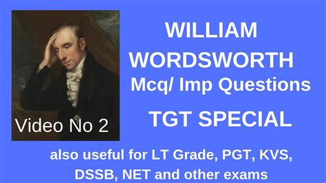 William Wordsworth Mcq Important For TGT LT Grade PGT KVS DSSB