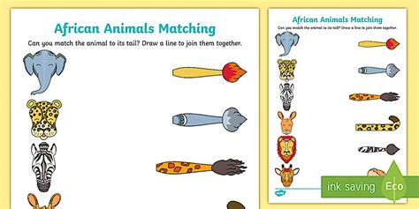 African Animals Matching Activity Teacher Made Twinkl