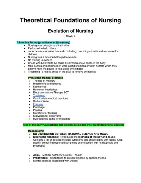 Tfn Week12 Notes Teacher Theoretical Foundations Of Nursing