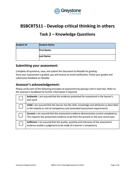 Solution Bsbcrt Task Knowledge Questions V Fillable Pdf