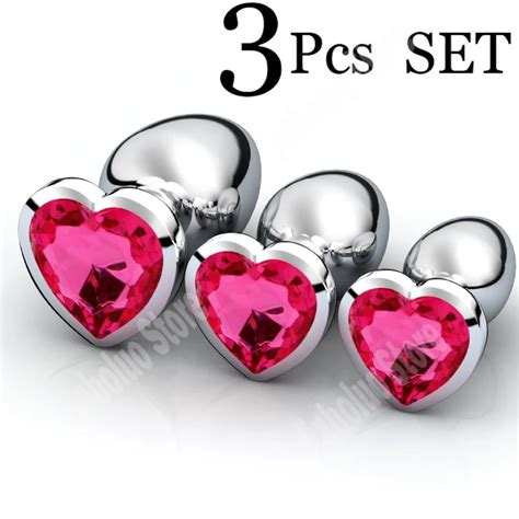 3Pcs Set Smooth Massager Anal Beads Crystal Jewelry Heart Butt Plug