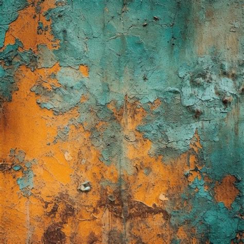 Premium AI Image | A wall with a green and orange paint that has been ...