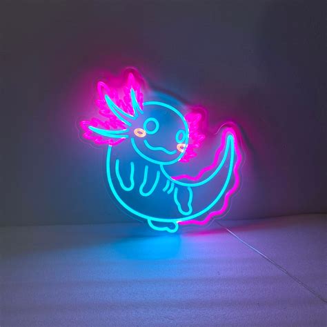 Cute Axolotl Neon Sign Axolotl Wall Art Handmade Axolotl T Cute