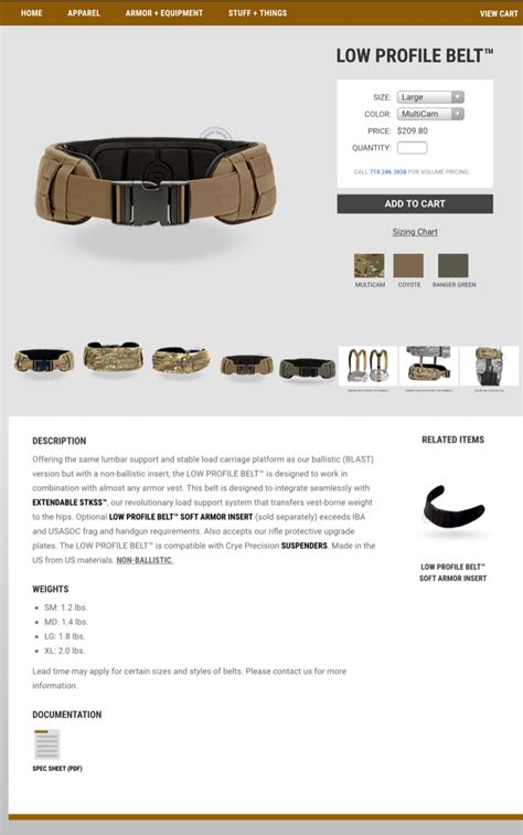 Sold Crye Precision Low Profile Belt Hopup Airsoft