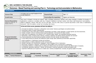 Outcomes Based Teaching Learning Plan Obtlp Technology And