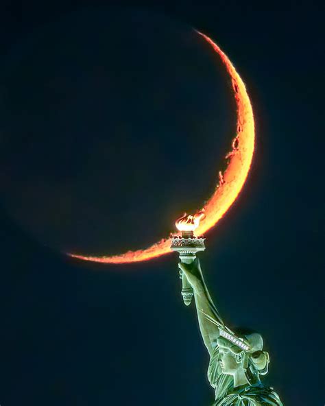 Luck Favors The Prepared Photographing The Moon And Statue Of Liberty ...