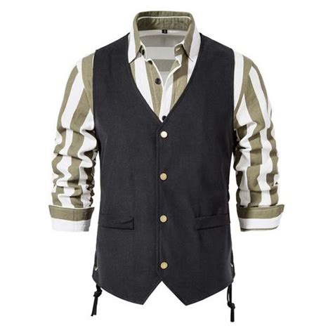 Gilet De Costume Homme Slim Sans Manches Gilet Elegant Col V Couleur Unie Pour Mariage Soirée