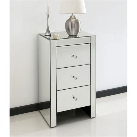 Romano Crystal Venetian Slim Mirrored Bedside Mirrored Furniture