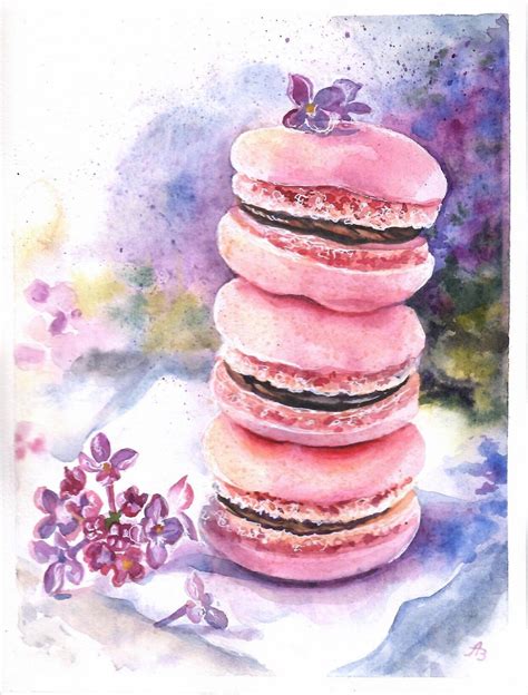 Macaron Painting Dessert Original Art Small Wall Kitchen Art Etsy