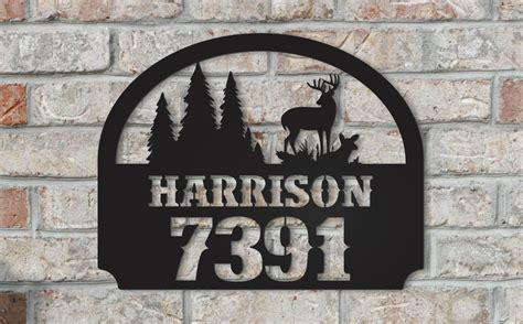 Personalized Metal House Sign with Name and Number