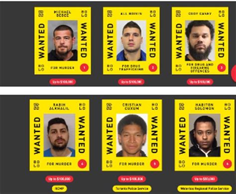 Toronto Police Revealed Canadas Top 25 Most Wanted Fugitives Offer