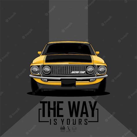 Premium Vector Yellow Car Illustration With A Gray Background