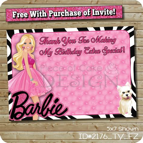 Barbie Thank You Card Free Printable Free Printable Templates