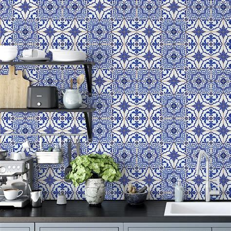 Papel De Parede Vinil Autocolante Azulejo Portugu S Azul Retr Cozinha