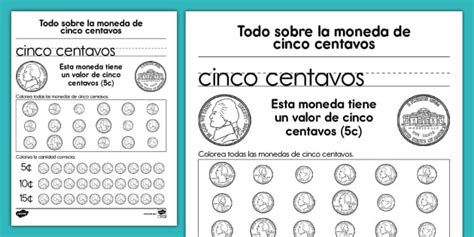 La Moneda De Cinco Centavos Hoja De Actividad Twinkl USA