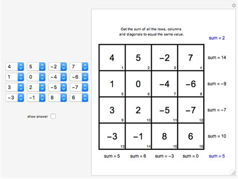 Magic Square Puzzle - Wolfram Demonstrations Project