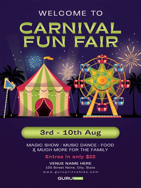 Carnival Fun Fair Flyer Template Guru Printables