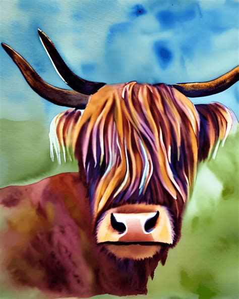 Highland Cow Watercolor · Creative Fabrica