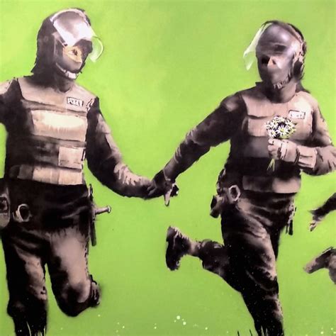 Banksy Riot Police In The Field Peace Wall Art Canvas Print Etsy