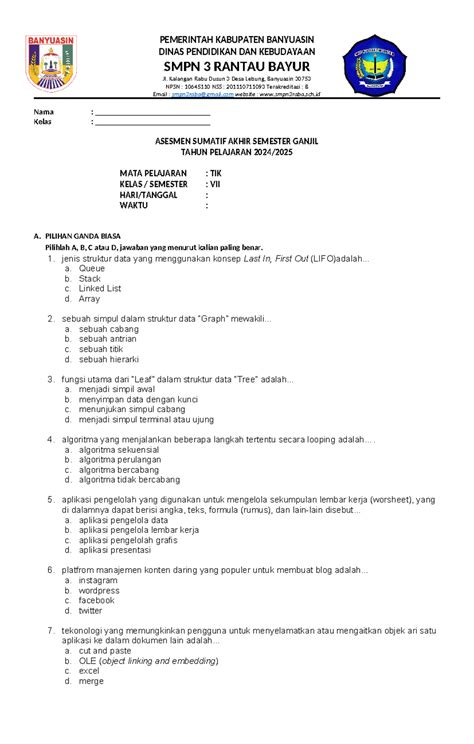 Soal Ujian Dinas Pns Tingkat 1 Zona Sekolah 7