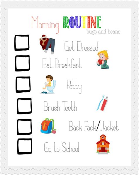 Free Printable Morning Routine Charts Web Getting Out The Door In The ...