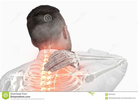 Compuesto De Digitaces De La Espina Dorsal Highlighted Del Hombre Con