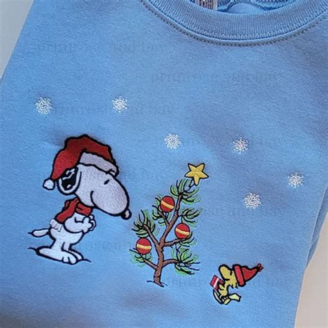 Snoopy Christmas Gratitude Embroidered Sweatshirt Snoopy And Woodstock