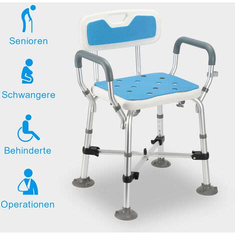 Hengda Duschhocker Höhenverstellbar Badhocker Duschstuhl mit arm und