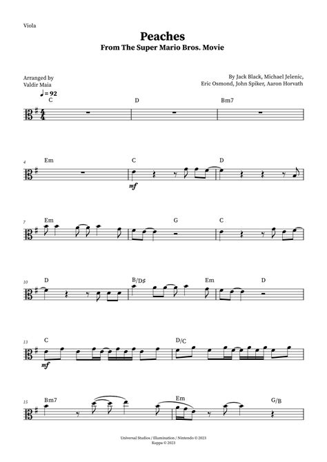 Peaches Arr Valdir Maia By Jack Black Sheet Music For Viola Solo At