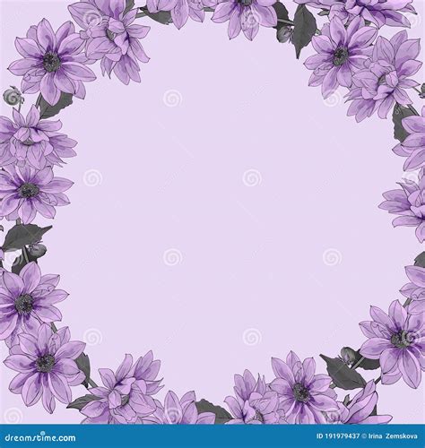 Vector Floral Frame Of Purple Flowers Stock Vector Illustration Of