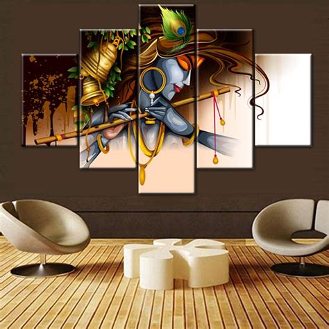 Indian Pictures Lord Krishna Wall Decor Religious Artwork For Walls