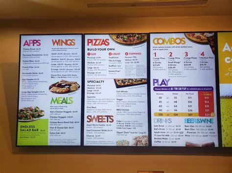 Menu At Chuck E Cheese Pizzeria Brandon