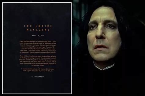 Read Alan Rickmans Emotional Goodbye Letter To Harry Potter Fans And