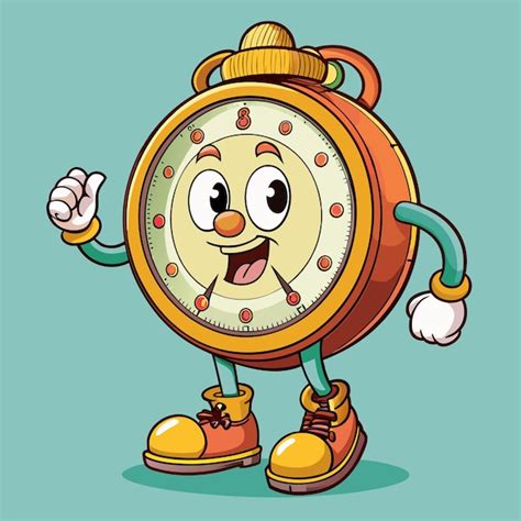 Sweet Retro Cartoon Clock Design Vector Art Premium Ai Generated Vector