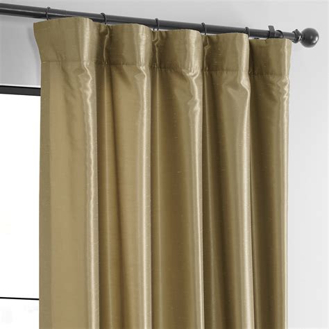 Flax Gold Vintage Textured Faux Dupioni Silk Curtains