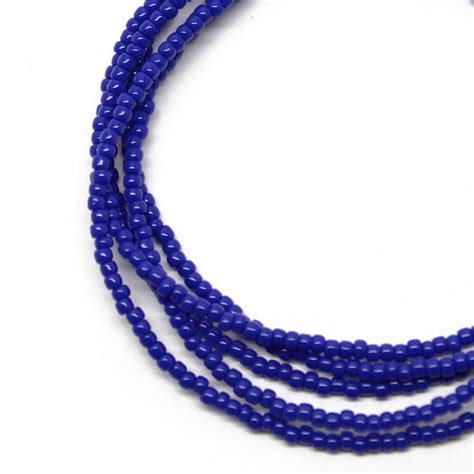 Navy Blue Seed Bead Necklace Thin 15mm Single Strand Etsy