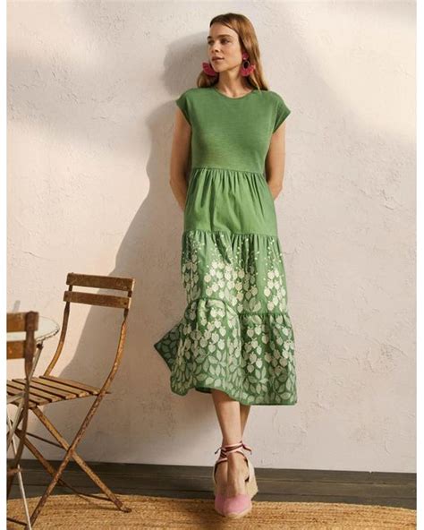 Boden Embroidered Tiered Midi Dress English Ivy Embroidery In Green Lyst