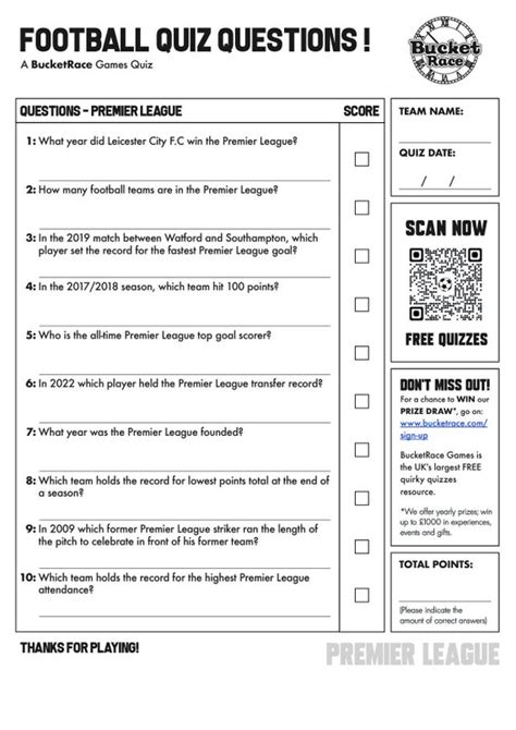 Printable Premiere League Football Quiz Questions Etsy