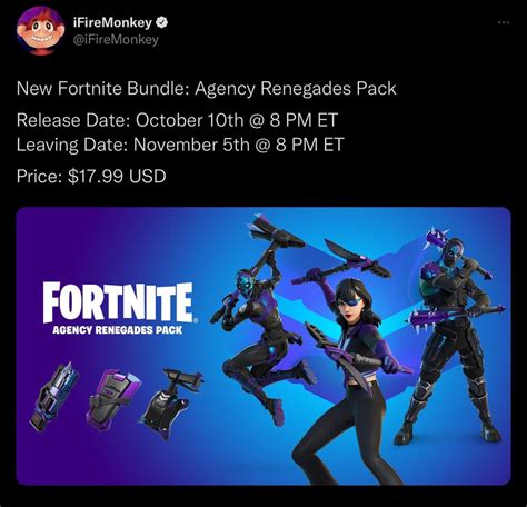 New Fortnite Bundle Agency Renegades Pack Via Ifiremonkey R