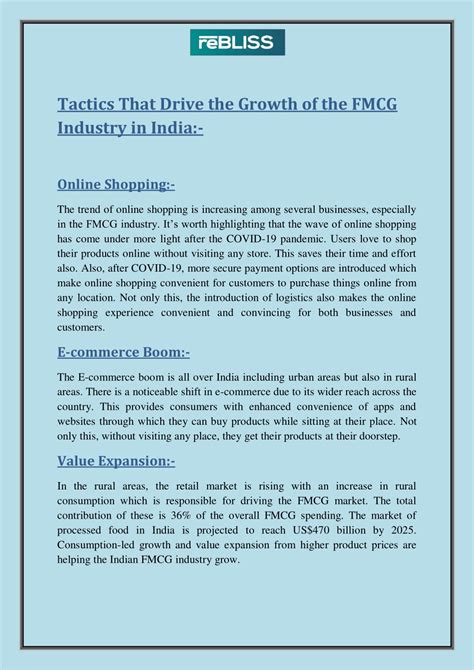 PPT ReBLISS Factors Driving The Growth Of The FMCG Industry In India