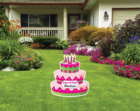 Birthday Cake Lawn Sign Happy Birthday Lawn Sign Birthday Etsy