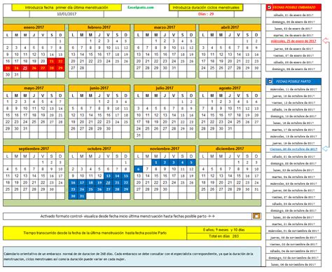 Calendario De Embarazo En Hoja De Excel Excel Gratis