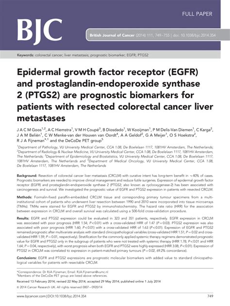 PDF Epidermal Growth Factor Receptor EGFR And Prostaglandin