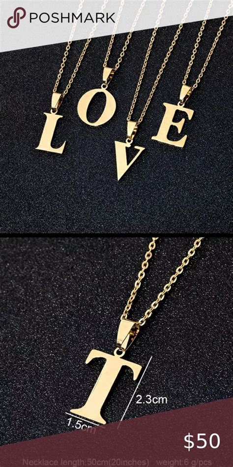 Stainless Steel Letter *T* Gold Pedant Necklace 20 Inch Necklace, Long ...