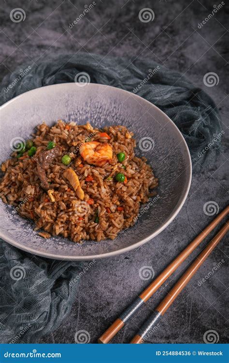 Closeup of Chaulafan with Shrimp a Rice Mixed with Vegetables and Shrimp Stock Photo - Image of ...