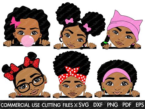 Cute Baby Girls Svg Peekaboo Svg Little Girl Svg Clipart Afro Girl