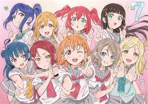 画像Aqours結成7周年記念イラストwwwwwwwwww ラブライブまとめ ぷちそく