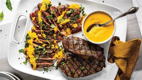 Grilled Sirloin Steak With Golden Romesco Roche Bros