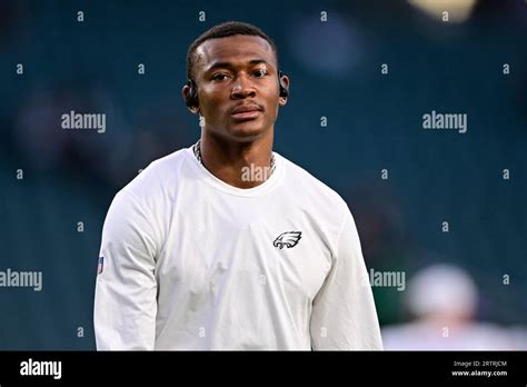 Philadelphia Eagles Wide Receiver Devonta Smith Warms Up Before An