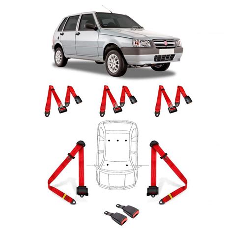 Conjunto Cinto De Seguran A Bancos Fiat Uno Mille Fecho Cor